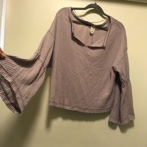 Free people thermal- pink waffle knit